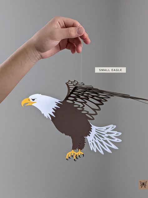 Hanging Eagle Decoration » SVG Designs For a Magical Woodland Raptor Art, 3d Wings, Eagle Craft, Bird Puppet, Eagle Svg, Eagle Decor, Aigle Royal, Eagle Images, Paper Decorations Diy