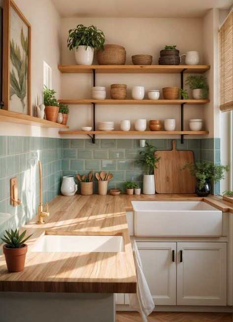 Low Light Kitchen, Honeysuckle House, Cosy Kitchen, Eclectic Kitchen, Casa Vintage, Kitchen Inspiration Design, Tiny Kitchen, Counter Tops, Kitchen Makeover