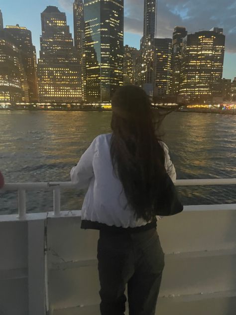 Ferry Boat Outfit, Nyc Ferry Aesthetic, Nyc Ferry, Ny Trip, New York Tours, Water Boat, Ferry Boat, Boating Outfit, Insta Pics