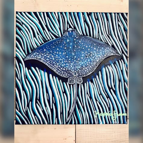 Sting Ray Painting Acrylic, Sting Ray Art, Stingray Painting, Bahamas Freeport, Ray Painting, Myers House, Painting Therapy, Painting With Acrylic Paint, Sting Rays