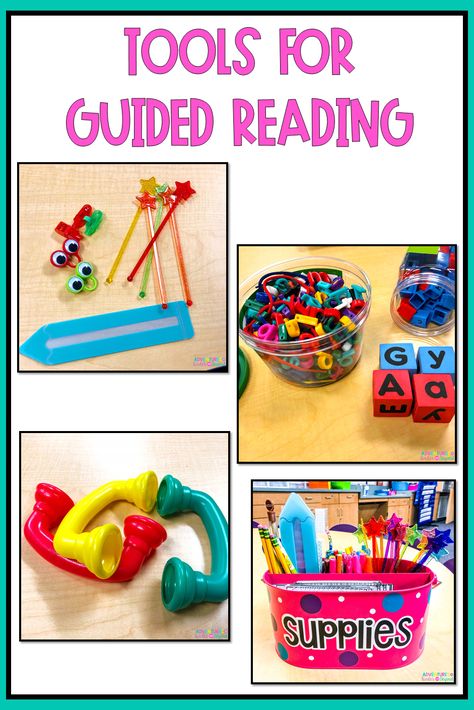 Tools for Guided Reading - Adventures in Kinder and Beyond Reading Tools For Kindergarten, Blending Reading Activities, Science Of Reading Manipulatives, Reading Manipulatives, Reading Kindergarten, Reading Strategies Posters, Math Card Games, Guided Reading Kindergarten, Literacy Centers Kindergarten