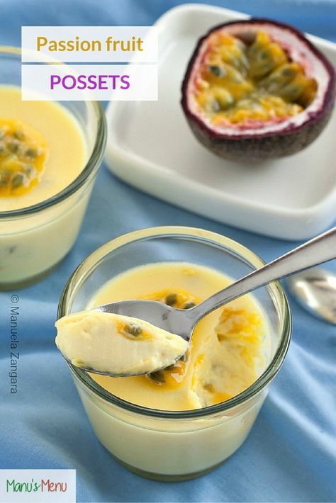 Passion fruit Possets Chocolate Passion Fruit, Meera Sodha, Passionfruit Recipes, Oil Cake, Olive Oil Cake, Creamy Desserts, Mini Desserts, Fruit Desserts, Fruit Recipes