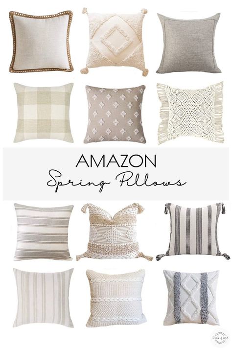 Spring home decor!! Let's get our home spring ready with some spring home decor and pillows! Spring Pillow Covers, Spring Couch Pillows, Spring Pillows On Couch, Spring Throw Pillows, Neutral Pillow Covers, Summer Neutrals, Farmhouse Throw Pillow, Cream Pillows, Spring Pillows