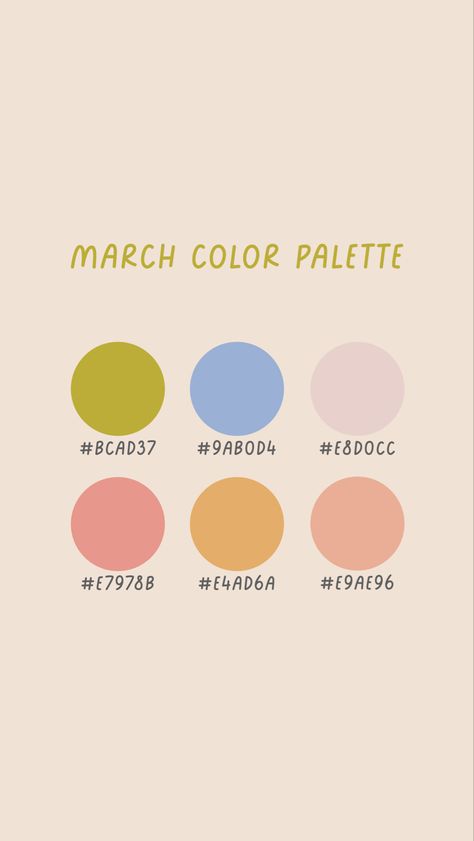 March Color Pallete, Color Palette With Periwinkle, Trendy Color Schemes, Bold Spring Color Palette, March Colour Palette, Spring Hex Color Palette, Vintage Spring Color Palette, Simple Color Pallete, May Colour Palette