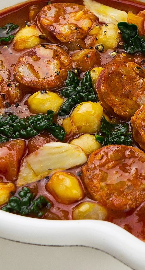 Chorizo And Kale Soup, Chorizo Recipes Soup, Portuguese Kale Soup Chorizo, Portuguese Crockpot Recipes, Chorizo Kale Soup, Chorizo Sausage Soup, Slow Cooker Kale Soup, Portugese Kale Soup, Slow Cooker Kale