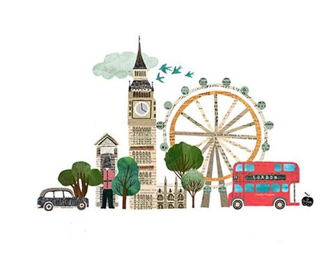 London Printables Free, Around The World In 80 Days Illustration, London Illustration Art, London Illustration Graphics, London Printables, Food Festival Poster, London Graphic, London Drawing, London Illustration