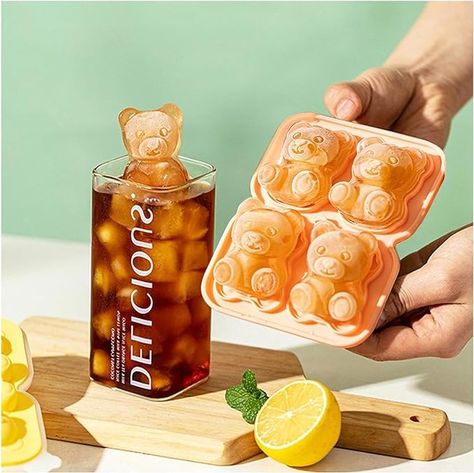 Amazon.com: VANDHOME 3D Bear Ice Mould Silicone Ice Cube Trays Cute Bear Ice Cube Tray with Lid Easy Release Large Ice Cubes for Coffee Juice Cocktail Whiskey (Orange 4 Bear): Home & Kitchen Round Ice Cube Tray, Unique Ice Cube Trays, Ice Cube Tray Silicone, Ice Cube Tray Molds, Silicone Ice Cube Tray, Ice Molds, Ice Cube Trays, Ice Cube Tray, Ice Cube