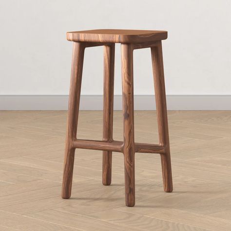 Yves Bar Stool - Walnut – Modern Heritage Viking Chairs, Modern Furniture Table, Workshop Stool, Rustic Wooden Coffee Table, Walnut Stools, Modern Heritage, Wood Chair Design, Woodworking Table, Wood Bar Stools