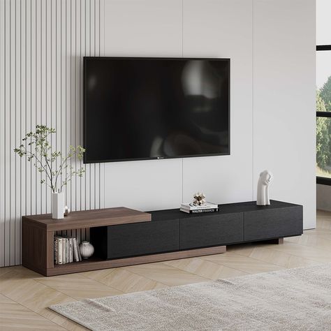 Tv Console Modern, Wood Media Console, Tv Stand Decor, Tv Cabinet Design, Modern Tv Wall, Tv Wall Decor, Tv Stand With Storage, Tv Wall Unit, Tv Wall Design