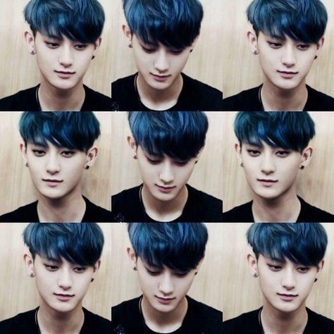 #EXO #Tao Asian Men Hairstyles, Kpop Hair Color, Exo Tao, Asian Men's Hairstyles, Hair Color Blonde Highlights, Dyed Hair Men, Hair Dye Tips, Blue Black Hair, Yogi Bhajan