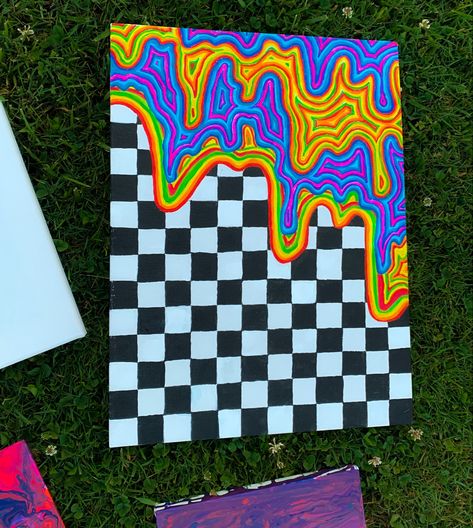 Dripping Paint Art Cartoon, Easy Trippy Drawing Ideas, Painting Ideas On Canvas Graffiti, Trippy Patterns To Draw Easy, Cool Designs To Draw Pattern Trippy, Trippy Chalk Art, Trippy Drippy Art, Trippy Drawing Ideas Easy Led Lights, Trippy Patterns To Paint