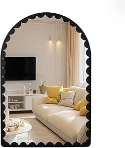 Varsoul 24x36 Arch Bathroom Wall Mounted Scalloped Edge Arc Design Framed Rectangular Bathroom Mirror, Vertical Hanging for Living Room Bedroom Entryway Large Arch Mirror, Arch Bathroom, Rectangular Bathroom Mirror, Rectangular Bathroom, Arc Design, Mounted Vanity, Mirror Silver, Arch Mirror, Custom Mirrors