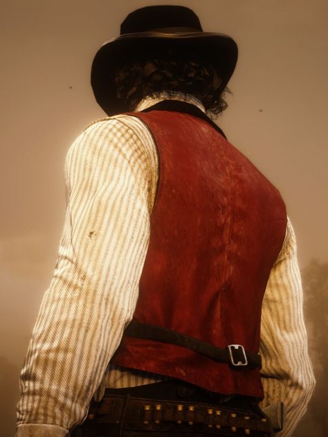 Red Cowboy Outfit, Red Cowboy Aesthetic, Rdr2 Dutch, Red Vest Outfit, Cowboy Outfit Men, Cowboy Attire, Cowboy Outfit, Cowboy Games, Cowboy Aesthetic