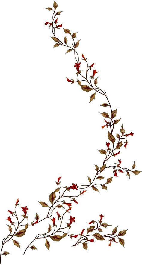 Red Flowers Png, Flower Vine Tattoos, Floral Motives, Digital Invitations Wedding, Botanical Flower Art, Vine Tattoos, Pola Sulam, Flower Art Images, Collage Illustration