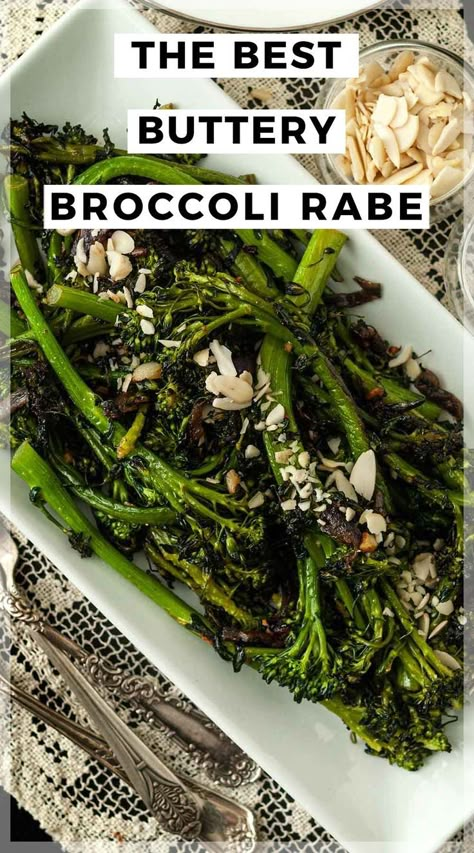 This buttery, sautéed broccoli rabe with garlic and red onion is such a simple, impressive vegetarian side dish! With a bitter, nutty, earthy flavor, broccoli rabe is a perfectly tasty recipe for a cozy Fall or Winter dinner, or chopped cold and added to salads! Broccoli Rob Recipe, Rapini Recipes, Sauteed Broccoli Rabe, Broccoli Rabe Recipe, Sautéed Broccoli, Broccoli Raab, Broccolini Recipe, Vegetarian Side Dish, Cook Ideas