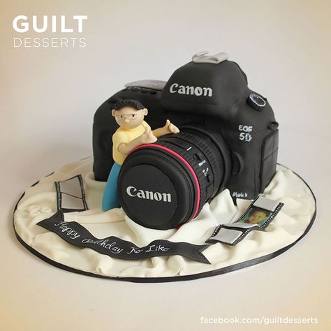 Canon 5D Camera - by guiltdesserts @ CakesDecor.com - cake decorating website Camera Cake, Camera Cakes, Birthday Cake Images, Cake Designs For Girl, Adult Birthday Cakes, Camera Photos, Big Cakes, Canon 5d, Cakes For Men