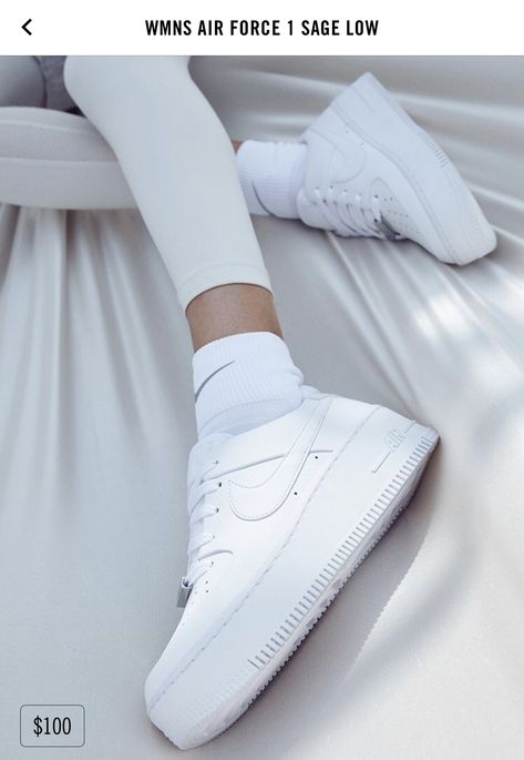 Credit: @nike                  —————————————————- Follow me @barbieinkicks! 💕 Outfit Tenis Blancos, Sage Shoes, Air Force Outfit, Outfit Tenis, Fantastic Shoes, Nike Air Shoes, Shoe Inspo, Aesthetic Shoes, White Nike