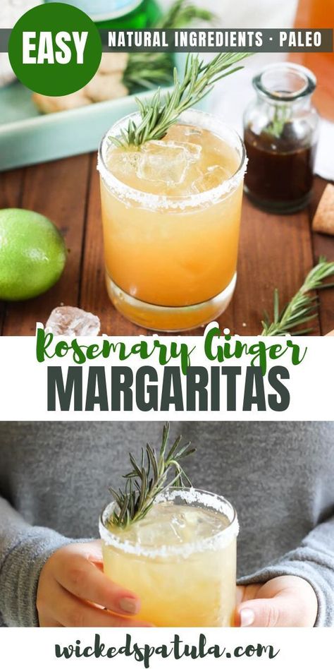 Paleo Cocktails, Ginger Margarita, Fruity Drink Recipes, Rosemary Cocktail, Ginger Cocktails, Spring Allergies, Lemon Drink, Fancy Cocktails, Paleo Recipes Easy