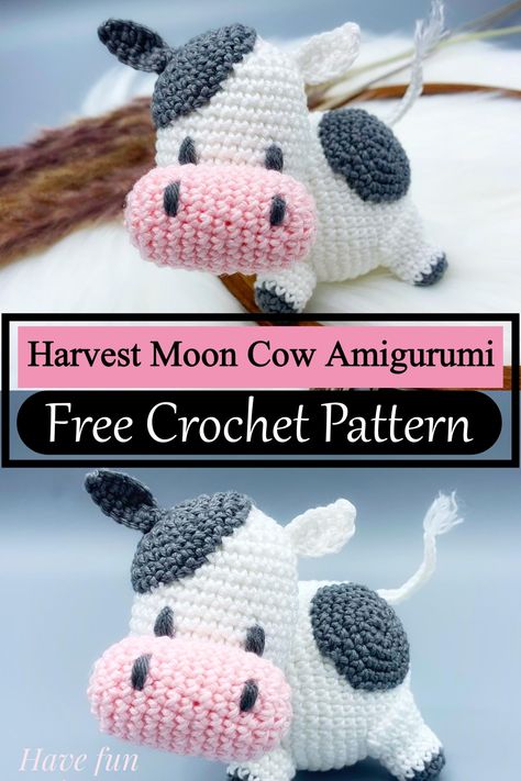 Cow Patterns, Crocheted Cow, Crochet Farm Animals, Crocheted Cow Pattern, Crochet Characters, Crochet Stuffies, Crochet Valentine, Crochet Applique Patterns Free, Crochet Ornament Patterns