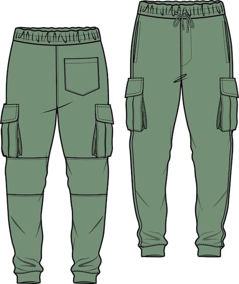 Mens Trousers Flat Sketch, Mens Cargo Pants Sewing Pattern Free, Mens Leather Trousers, Menswear Design, Pattern Sketch, Flat Drawings, Dress Sewing Tutorials, Drawing Template, Technical Design