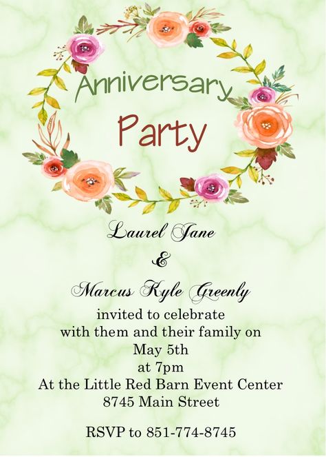 marble and flowers anniversary party invitations 50th Anniversary Party Invitations, 32 Anniversary, Reception Invitation Wording, Wedding Reception Invitation Wording, Anniversary Invite, Flowers Anniversary, Marriage Invitation, Marriage Invitation Card, Anniversary Party Invitations