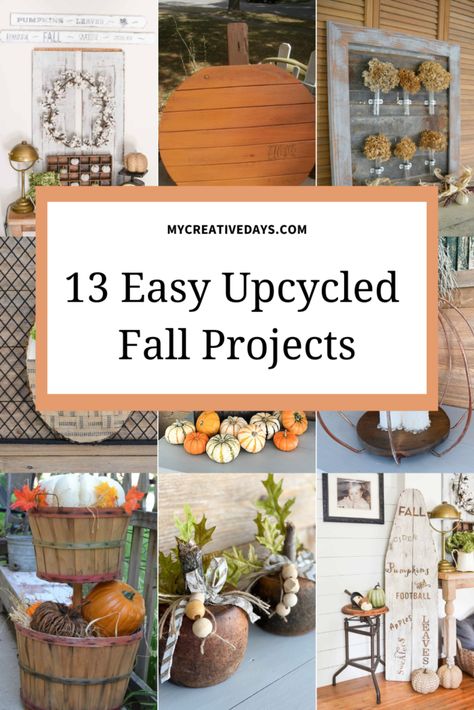 Upcycled Fall Projects for Festive Decor - My Creative Days Upcycled Fall Decor Diy, Diy Halloween Decorations Upcycle, Unusual Fall Decor, Upcycled Fall Crafts, Fall Craft Diy Ideas, Fall Upcycle Decor, Upcycle Fall Decor, Sustainable Fall Decor, Fall Diy Crafts Decoration