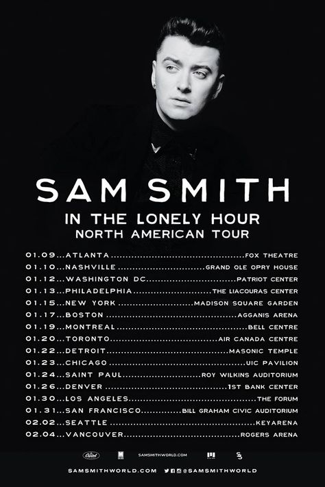 NEWS: The R&B artist, Sam Smith, has announced that George Ezra will be joining his winter North American tour, “The Lonely Hour Tour,” as support. You can check out the dates and details at http://digtb.us/1tYeeRS Nashville Grand Ole Opry, Concert Schedule, Olympic Logo, George Ezra, Masonic Temple, Tour Bus, Event Poster Design, Splash Page, Grand Ole Opry