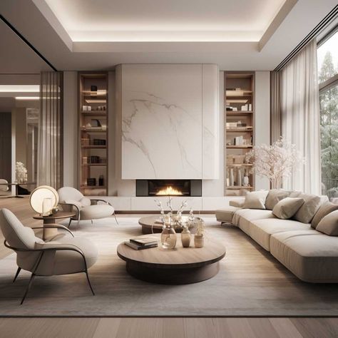 5+ Simple Living Room Ideas for a Quick Refresh • 333+ Images • [ArtFacade] Modern Contemporary Living Room, Modern Minimalist Living Room, Luxury Living Room Design, Living Room Decor Fireplace, Living Room Design Inspiration, Classic Living Room, Small Living Room Decor, Simple Living Room, Neutral Living Room