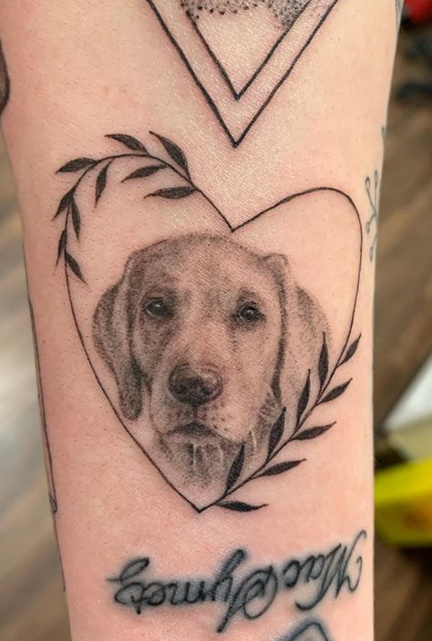 Shelby Tattoo, James Tattoo, Cat And Dog Tattoo, Dog Portrait Tattoo, Dog Memorial Tattoos, Mama Tried, Tattoo Heart, Old Tattoos, Grey Dog