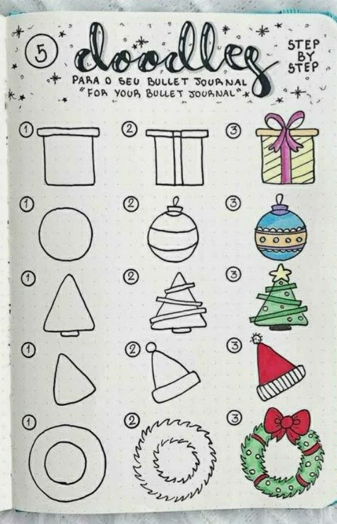 Bullet Planner Ideas, Christmas Bujo, Trin For Trin Tegning, Last Month Of The Year, Calendar Doodles, Doodles To Draw, December Bullet Journal, Tree Doodle, Bujo Doodles