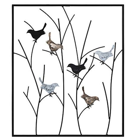 Lechesis Metal Bird Wall Art Decor - Handmade Metal Framed Birds on Wall Plaque Decor Sculptures Branches - 25" x 29 ... Stained Glass Birds On A Branch Pattern, Outdoor Metal Wall Art Bird, Bird On Branch Silhouette, Framed Wall Art Sets Birds, Flying Birds Metal Wall Art, Metal Bird Wall Art, Decorative Wall Plaques, Bird Wall Decor, Bird Silhouette