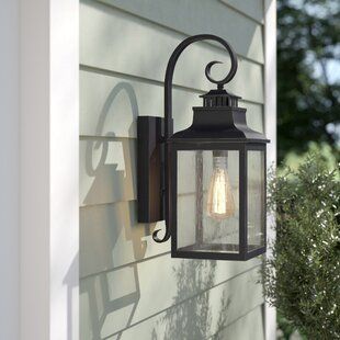 Red Barrel Studio® Anner 18" H Seeded Glass Outdoor Wall Lantern | Wayfair Outdoor Garage Lights, Front Door Lighting, Front Porch Lighting, Exterior Light Fixtures, Black Outdoor Wall Lights, Wall Lanterns, Garage Lighting, Outdoor Sconces, Outdoor Light Fixtures