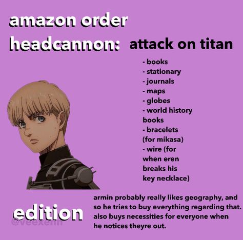 Armin Headcanons, Aot Ships, Amazon Orders, Armin Arlert, Anime Head, I M Bored, I Messed Up, Map Globe, Banana Fish