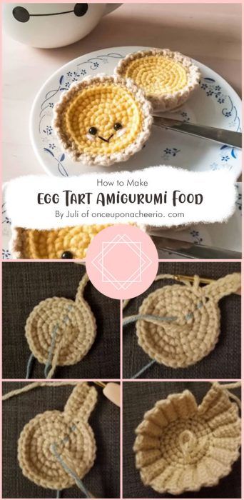 How To Make Tart, Food Crochet Pattern, Amigurumi Owl, Amigurumi Food, Food Crochet, Tutorial Ideas, Egg Tart, Amigurumi Tutorial, Crochet Food