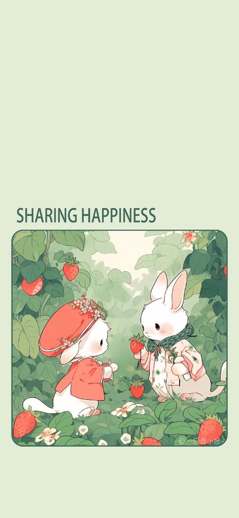 Bunny And Strawberry, Rabbit Wallpaper, Arte Do Kawaii, Bunny Wallpaper, Cute Pastel Wallpaper, Phone Wallpaper Patterns, Vintage Poster Art, Pretty Wallpapers Backgrounds, Pastel Wallpaper