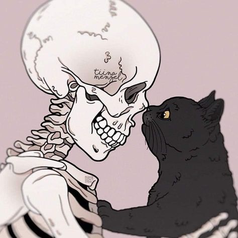 Tiina Menzel, Wallpapers Cat, Art Skeleton, Cat Skeleton, Halloween Wallpaper Cute, Arte Indie, Skeleton Art, Wallpaper Cute, Cat Icon