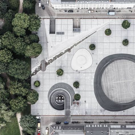 Israel's Square by Cobe Architects | Rasmus Hjortshøj_COAST Cobe Architects, Urban Square Architecture, Public Square Design Architecture, Urban Square Design Public Spaces, Parking Lot Landscape Architecture, Denmark Landscape, Circular Plaza Landscape Architecture, Landscape Plaza, Plaza Design