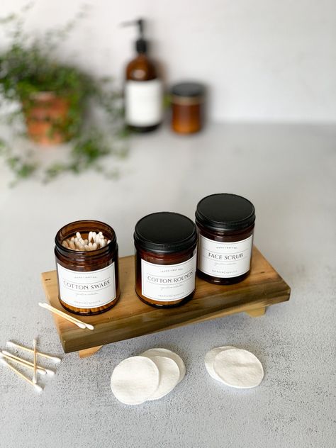 Xo Macenna, Bathroom Jars, Juniper Home, Farmhouse Pantry, Vintage Apothecary, Cotton Rounds, Brown Bottles, Amber Glass Jars, Amber Jars