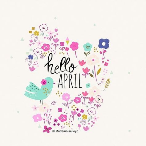 Hello April, enjoyed spring, have good time this month, new cards and posters on… April Images, Bullet Journal Calendrier, Flora Waycott, Hello April, Bullet Journal Cover Page, Blank Calendar Template, Patterns Design, Free Printable Calendar, Picture Illustration