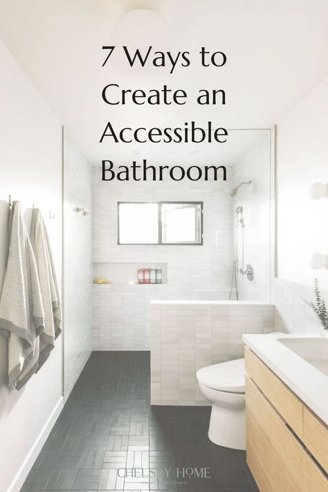 Accessible Bathroom Design Layout, Elder Friendly Bathroom, Small Disabled Bathroom Ideas, Small Wheelchair Accessible Bathroom, Modern Wheelchair Accessible Bathroom, Modern Ada Bathroom Design, Special Needs Bathroom, Disabled Friendly Home, Ada Residential Bathroom Design