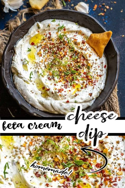 Dips To Go With Pita Chips, Vegetarian Chip Dip, Feta And Cream Cheese Dip, Pita Cracker Dip, Pita Chip Dip Recipes, Feta Cream Sauce, Feta Cream Cheese Dip, Mediterranean Feta Dip, Cream Cheese Spread Recipes For Crackers