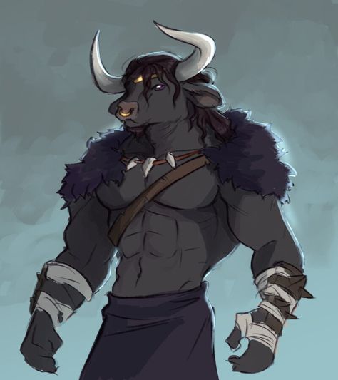 White Minotaur Dnd, Minotaur Woman Art, Minatour Art, Minotaur Sorcerer, Minatour Character Art, Minotaur Concept Art, Dnd Minotaur Character, Buffalo Minotaur, Minotaur Character Art