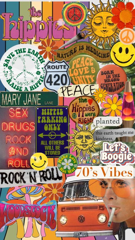 #hippie #hippies #hippieaesthetic #hippievibes #weed #70s #70saesthetic #colorful #fyp Hippie Mood Board, 70’s Aesthetic, Hippie Backpack, Creepy Faces, Phone Wallpaper Boho, Hippie Aesthetic, Peace Love Happiness, 70s Vibes, Hippie Painting