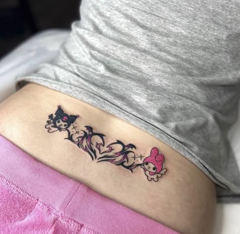 Bow Tattoo Thigh, Melody Tattoo, Kitty Tattoos, Matching Best Friend Tattoos, African Tattoo, Waist Tattoos, Hello Kitty Tattoos, Taurus Tattoos, Heart On Your Sleeve