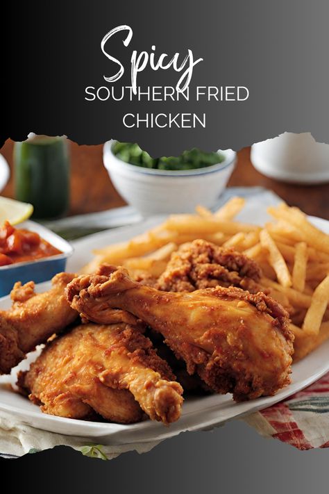 Spicy Southern Fried Chicken Spicy Chicken Recipes Fried, Chicken Recipes Fried, Fried Chicken Crispy, Pecan Crusted Chicken, Fried Chicken Recipe Southern, Blended Coffee Recipes, Spicy Fried Chicken, Tangy Bbq Sauce, Spicy Chicken Recipes