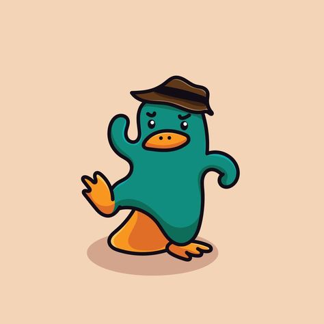 Animated Animals Cute, Cute Platypus Drawing, Perry The Platypus Wallpapers, Perry The Platypus Drawing, Cartoon Platypus, Platypus Tattoo, Platypus Drawing, Platypus Art, Cute Platypus