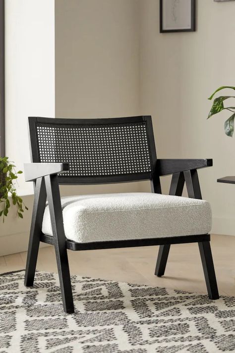 Rattan Chair Living Room, Rattan Accent Chair, Traditional Accent Chair, Black Accent Chair, White Accent Chair, Black Chair, Armchair Furniture, Rattan Chair, Accent Chairs For Living Room