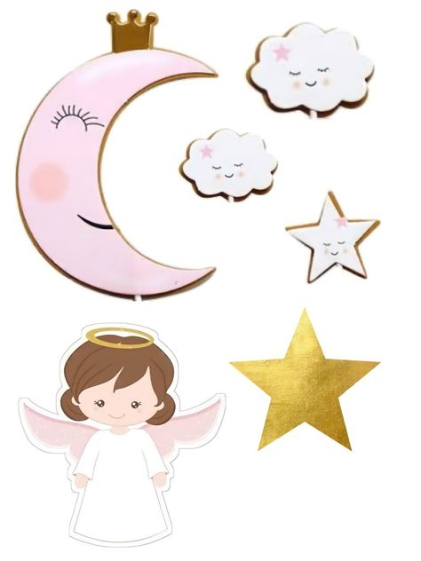 Angel Cake Topper Printable, Baby Girl Baptismal Cake Topper Printable, Christening Cake Toppers Girl Printable, Moon Cake Topper Printable, Baptismal Cake Topper Printable, Christening Cake Topper Printable, Moon Cake Topper, Baby Girl Christening Cake, Baptism Cake Girl