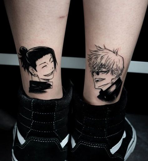 Satosugu Tattoo Ideas, Jjk Matching Tattoos, Matching Tattoos Anime, Anime Matching Tattoos, Satosugu Tattoo, Gojo Satoru Tattoo, Matching Anime Tattoos, Jujutsu Kaisen Tattoo Ideas, Jjk Tattoo Ideas