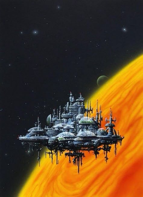 Dark Sci Fi Aesthetic, Floating Cities, 70s Sci Fi, Sci Fi Landscape, Retro Scifi, 70s Sci Fi Art, Arte Grunge, Arte Peculiar, Sci Fi City